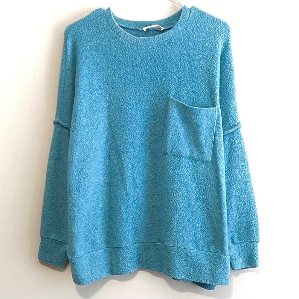 Zenana Hacci Knit Oversized Pocket Sweater